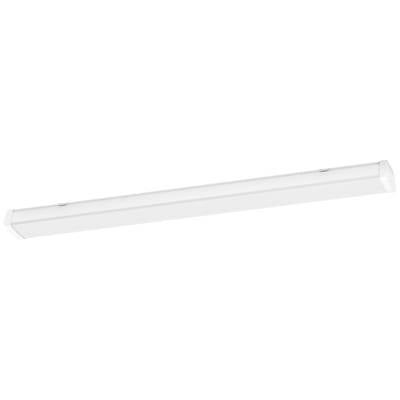 Nowoczesna, podłużna lampa sufitowa LED o prostym, białym designie, idealna do jasnego oświetlenia pomieszczenia.