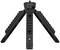 Czarny, trójnożny statyw z regulowanymi metalowymi nogami, specjalnie zaprojektowany do stabilizacji urządzeń.