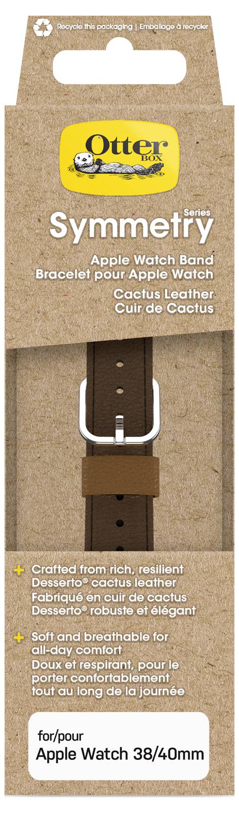 Pasek do Apple Watch wykonany ze skóry kaktusowej, pasujący do Apple Watch 38/40mm. Wytrzymały, komfortowy i stylowy w kolorze brązowym.