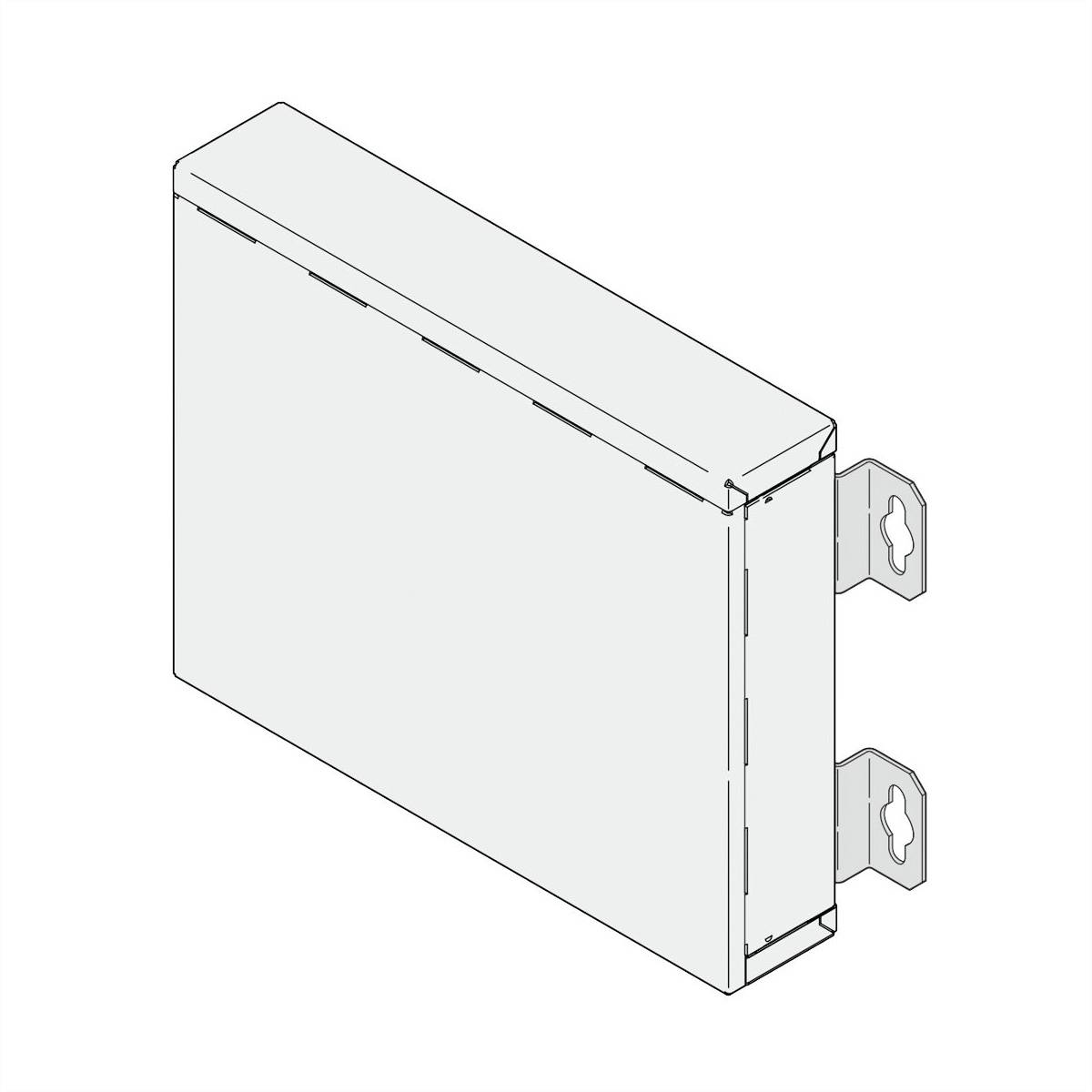 Czarna metalowa płyta z przylegającymi uchwytami, przedstawiona z perspektywy ukośnie z lewej górnej strony.