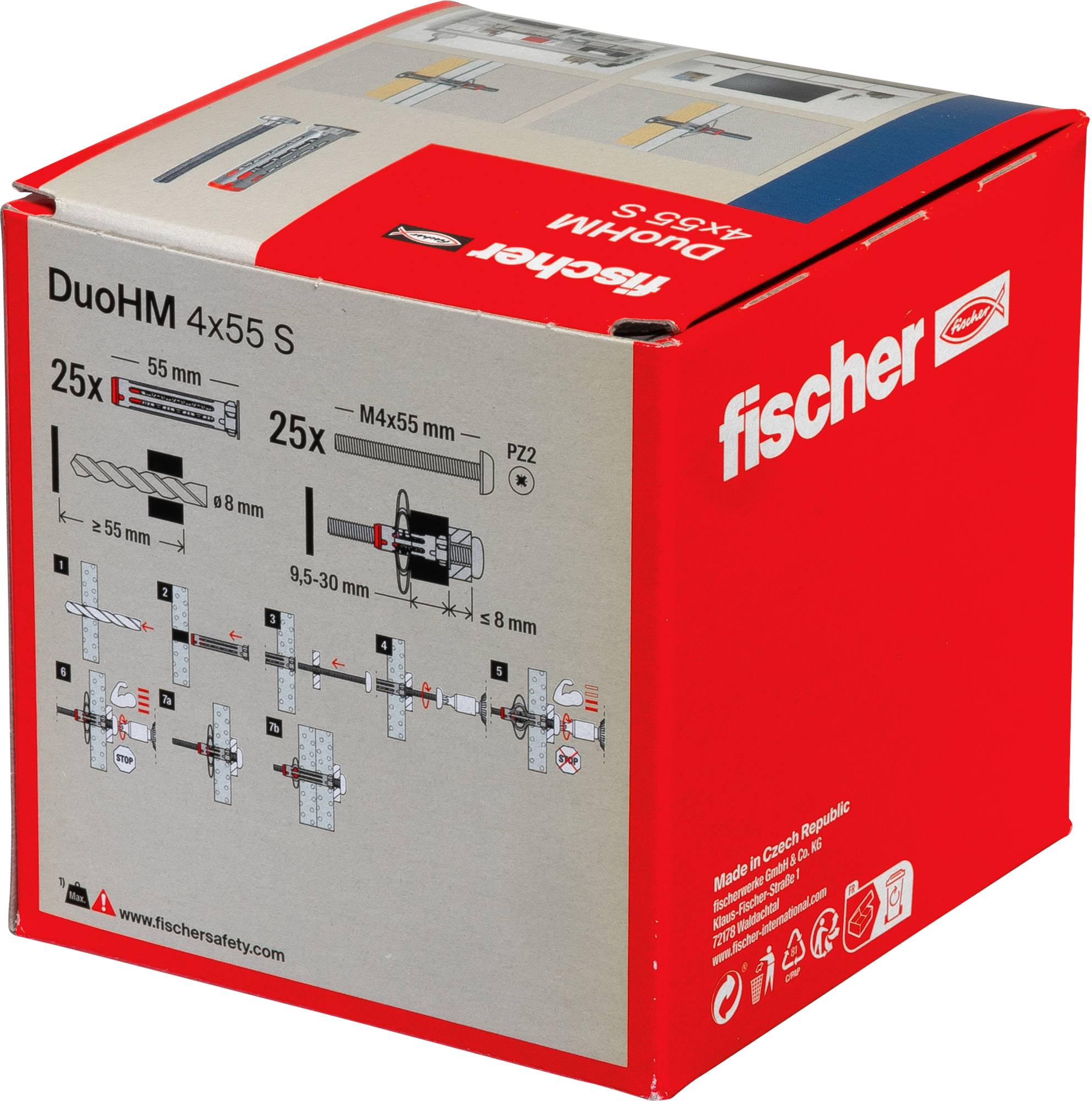 Fischer 572920 DuoHM 4x55 S PH PZ Kotwa do pustaków ściennych 55 mm 25 szt.-7
