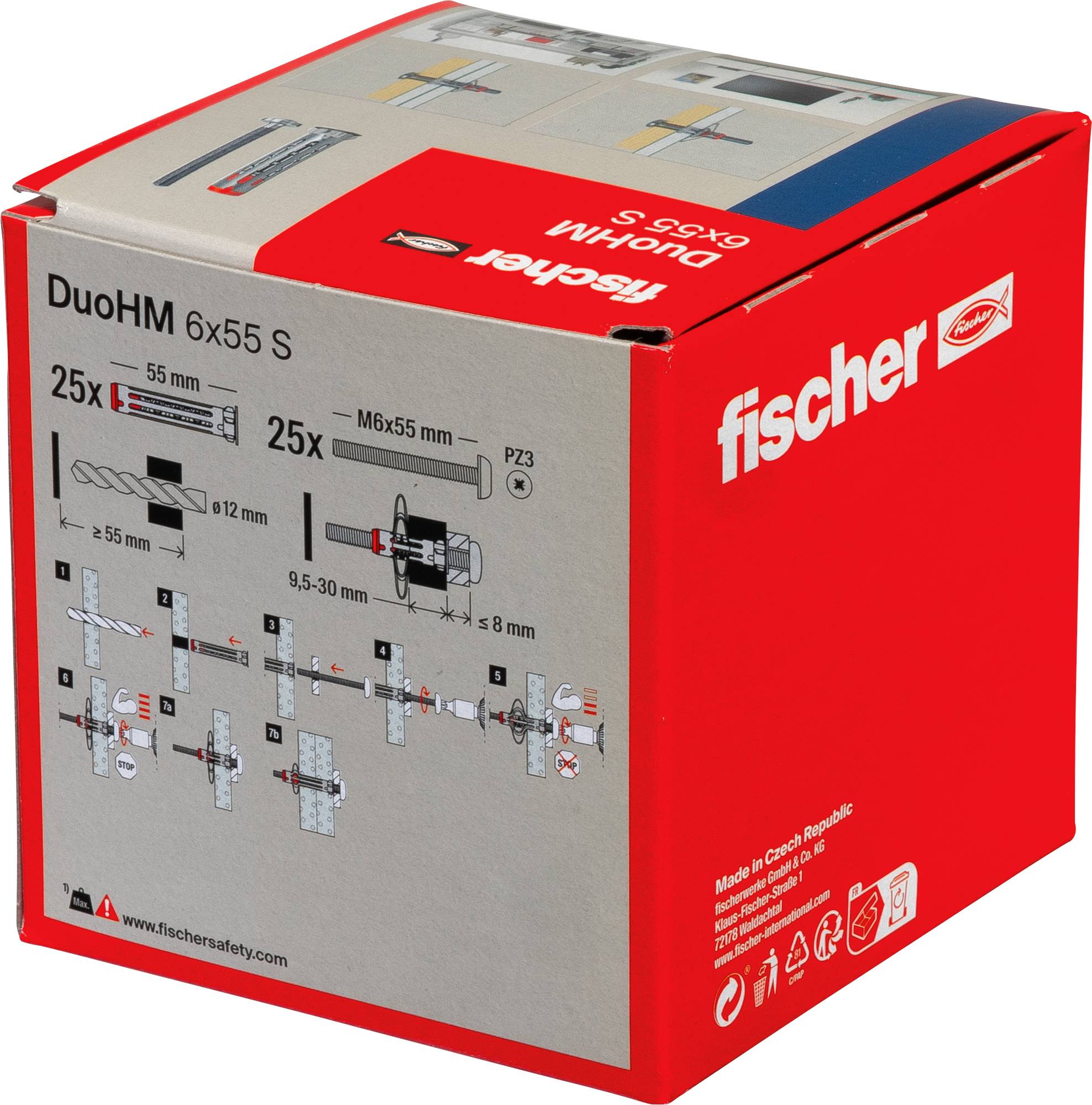 Fischer 572922 DuoHM 6x55 S PH PZ Kotwa do pustaków ściennych 55 mm 25 szt.-6