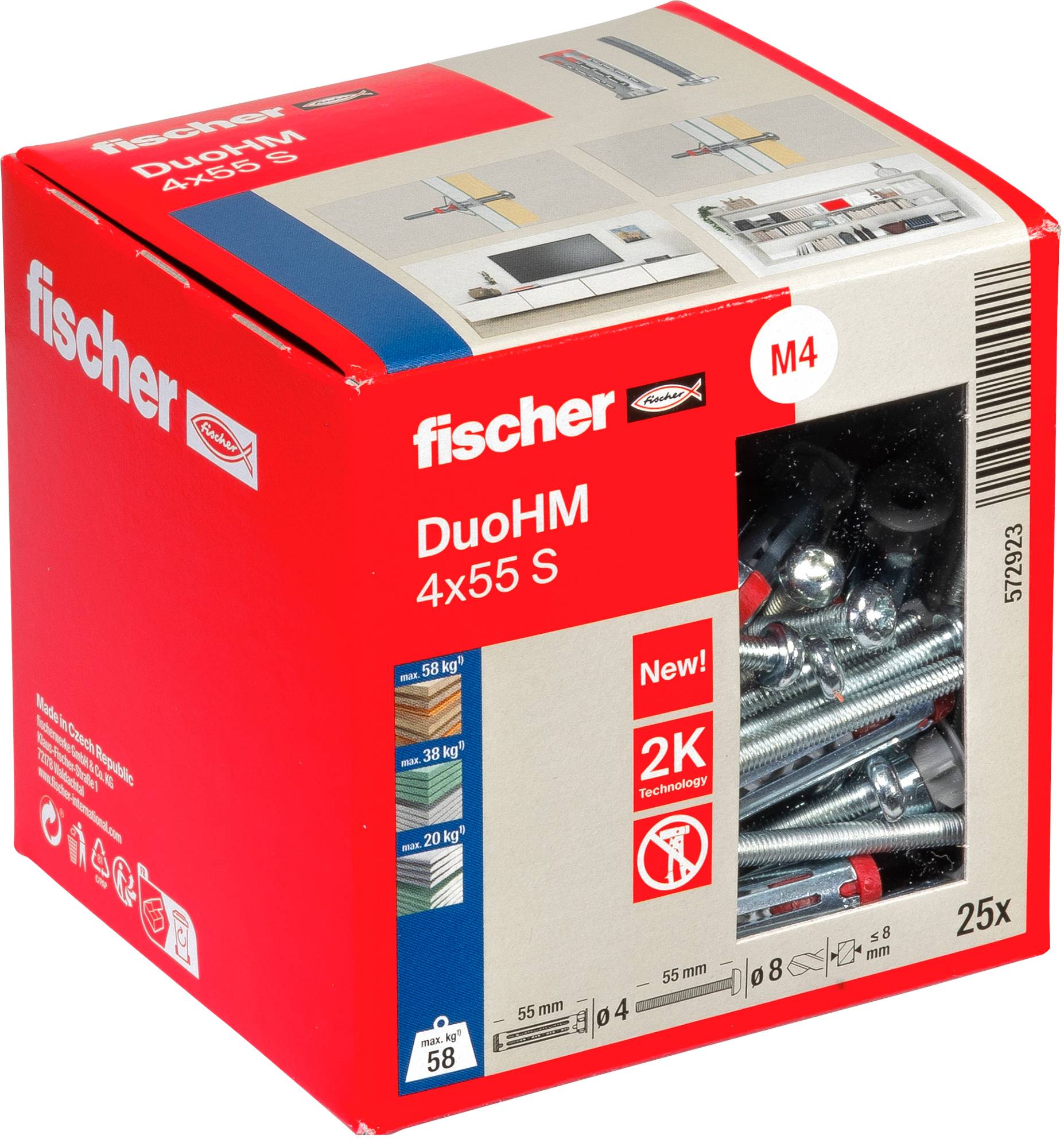 Fischer 572923 DuoHM 4x55 S PH TX Kotwa do pustaków ściennych 55 mm 25 szt.-6