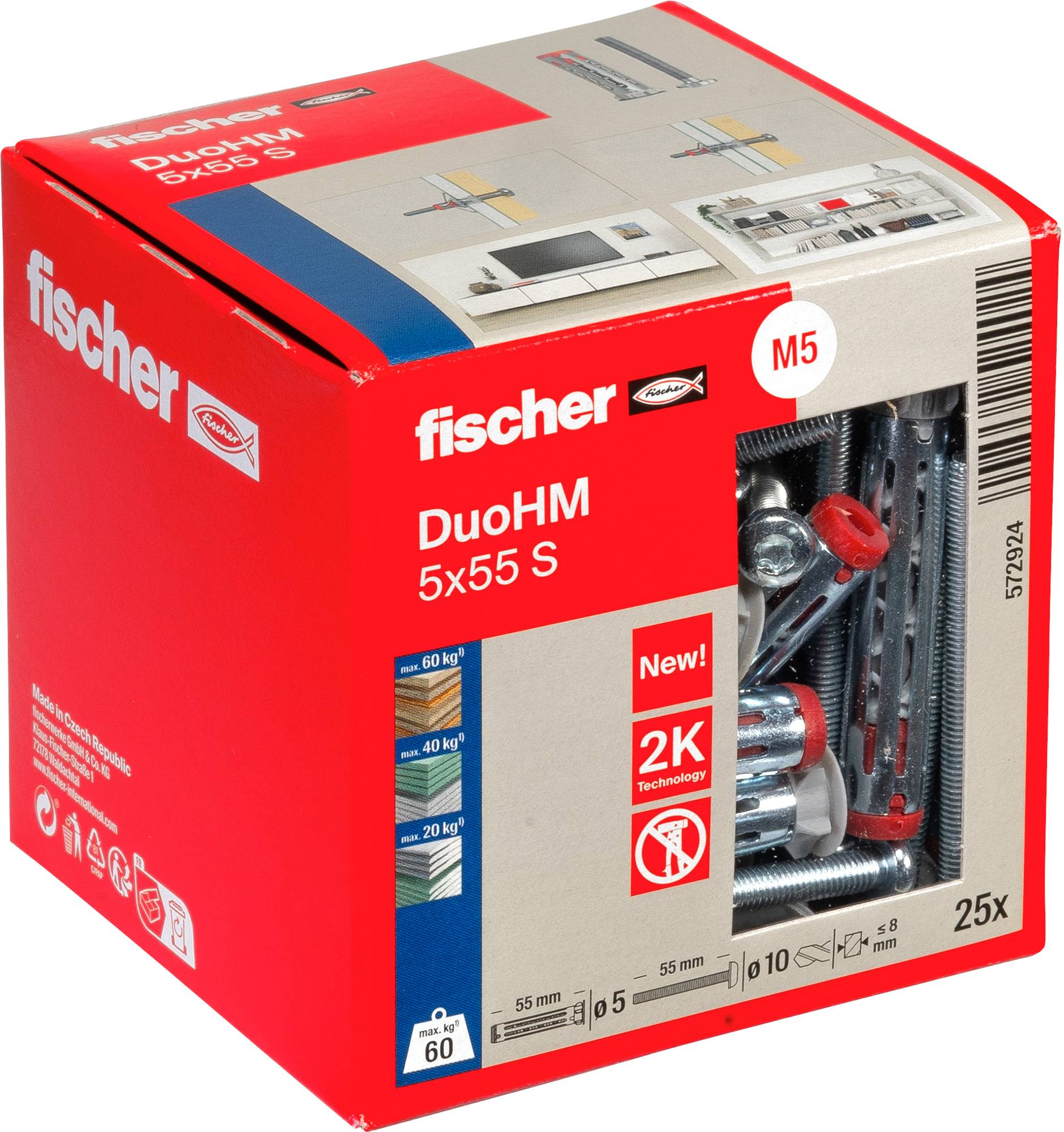 Fischer 572924 DuoHM 5x55 S PH TX Kotwa do pustaków ściennych 55 mm 25 szt.-6