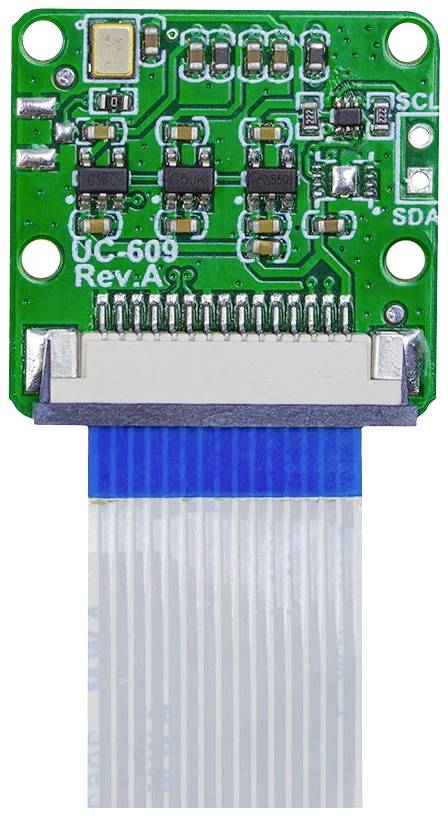 Elektroniczna płytka drukowana z wieloma widocznymi mikrokomponentami oraz złączem taśmowym na dolnej krawędzi.