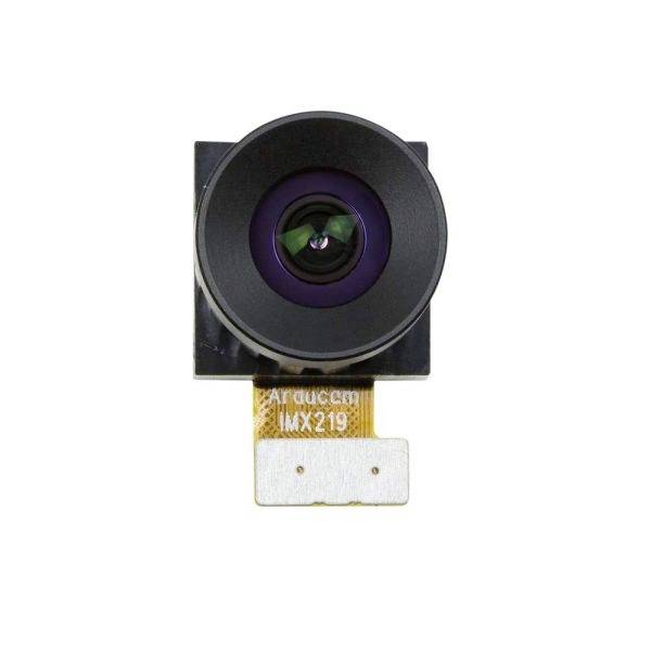 'Moduł kamery z obiektywem, płaskim przewodem i oznaczeniem IMX219, odpowiedni do projektów elektronicznych lub zastosowań na Raspberry Pi.'