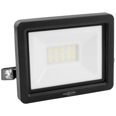 Prostokątny reflektor LED z czarną ramką, wewnątrz kilka żółtych świateł. Uchwyt mocujący po lewej stronie.