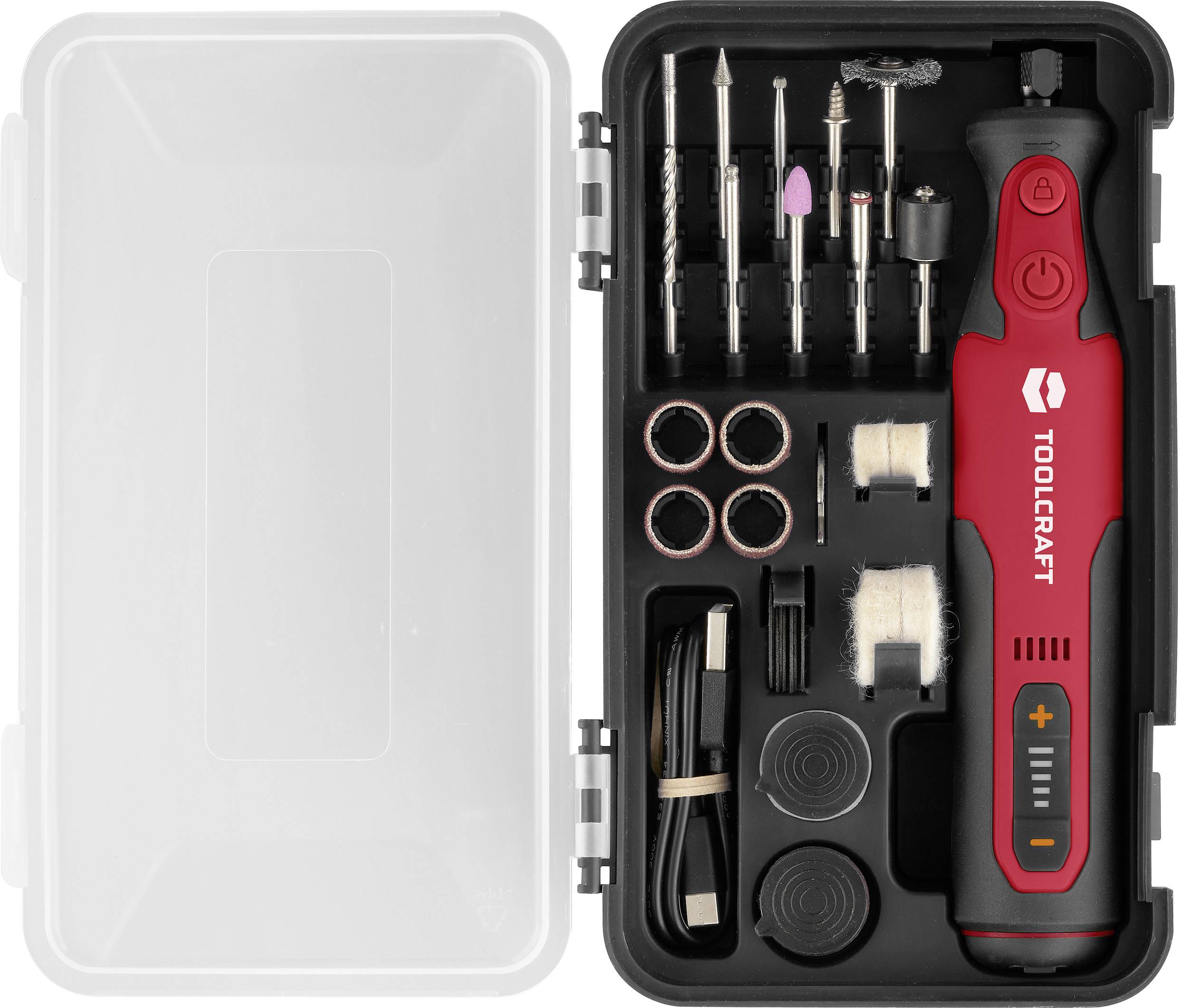 Гравірувальний верстат TOOLCRAFT з кейсом, зарядний кабель 7,2 В у комплекті