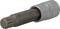 Srebrny bit Torx z sześciokątną podstawą i gwiaździstym czubkiem, przeznaczony do użycia z kluczami nasadkowymi.