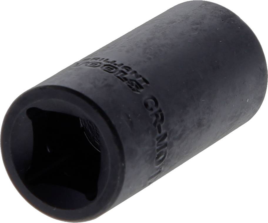 Czarny metalowy sworzeń w kształcie cylindra, z wytrawionym oznakowaniem na powierzchni zewnętrznej.