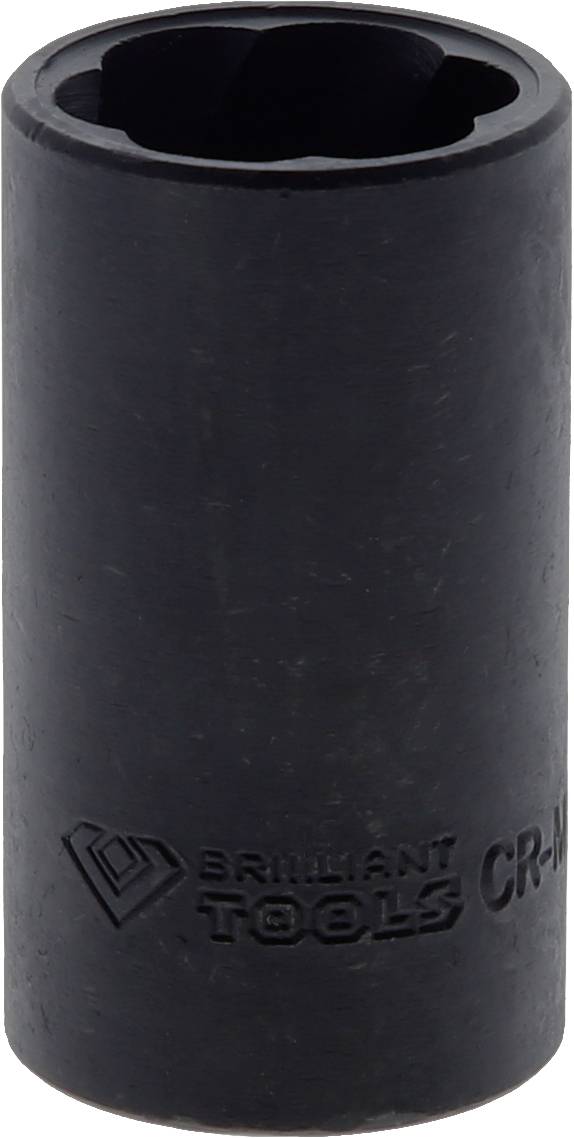 'Czarna 1/2" sześciokątna nasadka głęboka ze stali CR-Mo, oznaczona napisem 'BRILLIANT TOOLS'. Narzędzie do odkręcania śrub.'