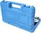 Niebieski plastikowy kufer z napisem 'BRILLIANT TOOLS'. Częściowo otwarty, ukazujący metalowe narzędzia w środku.