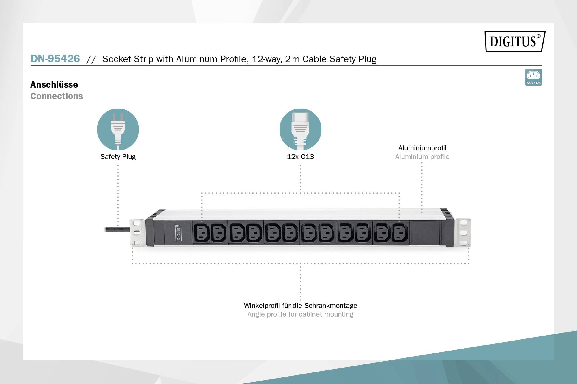 Listwa złączy wtykowych do szafy serwerowej Digitus DN-95426 DN-95426 1 szt.-6