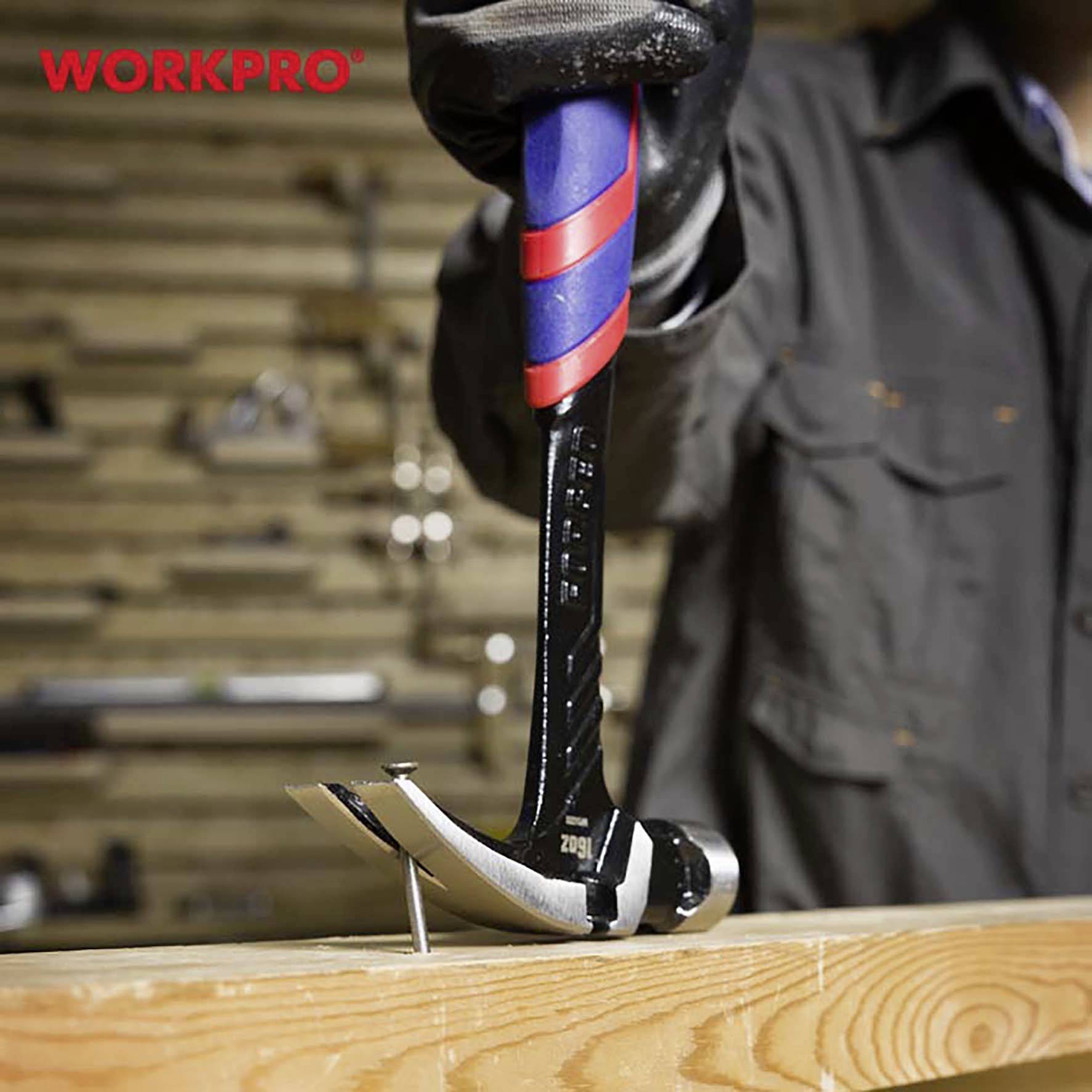 Молоток столярний WorkPro WP241014 з ергономічною ручкою, твердий 560 г 1 шт.