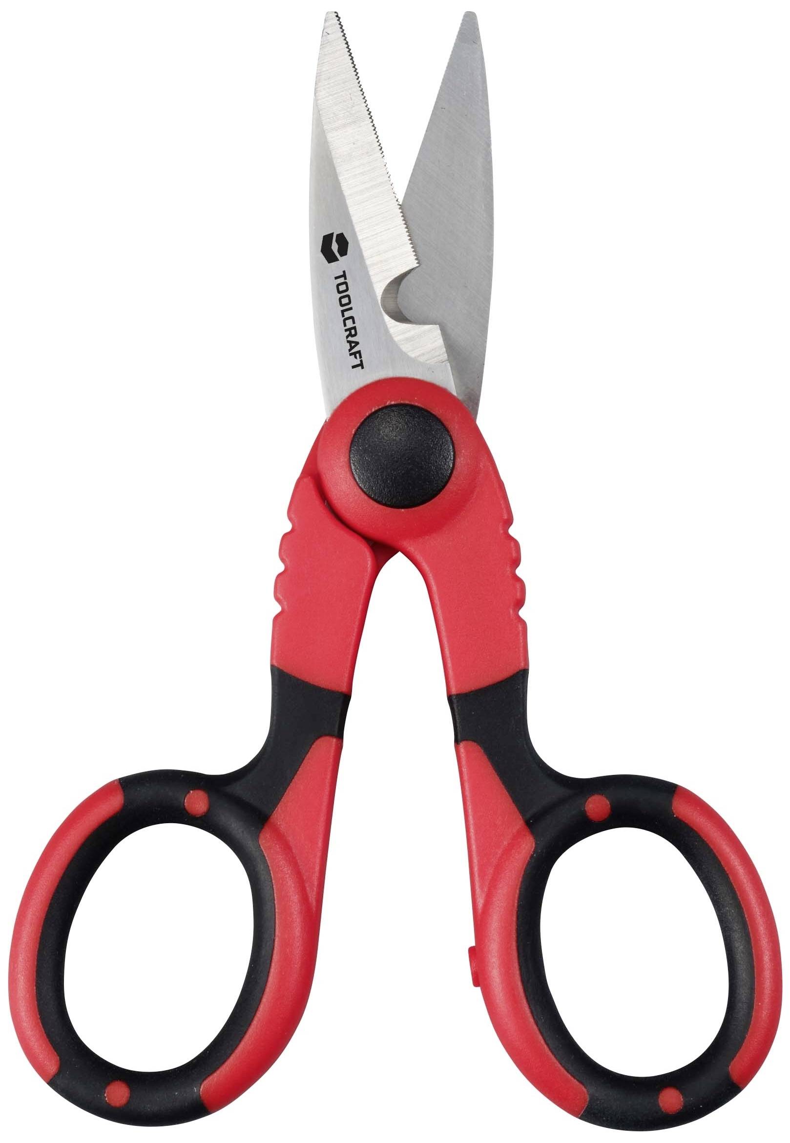 Czerwone i czarne nożyczki z ergonomicznymi uchwytami i tępym, srebrnym ostrzem, odpowiednie do różnorodnych zastosowań.