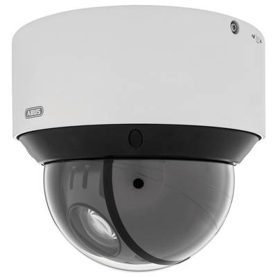 Kamera monitorująca w obudowie w kształcie kuli, białej i czarnej, z widocznym obiektywem od spodu.