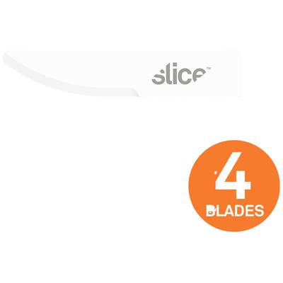 Ceramiczna klinga Slice z napisem '4 Blades' w pomarańczowym kole.