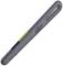 Szary długopis o wąskiej, nowoczesnej stylistyce z zieloną funkcją przesuwania.
