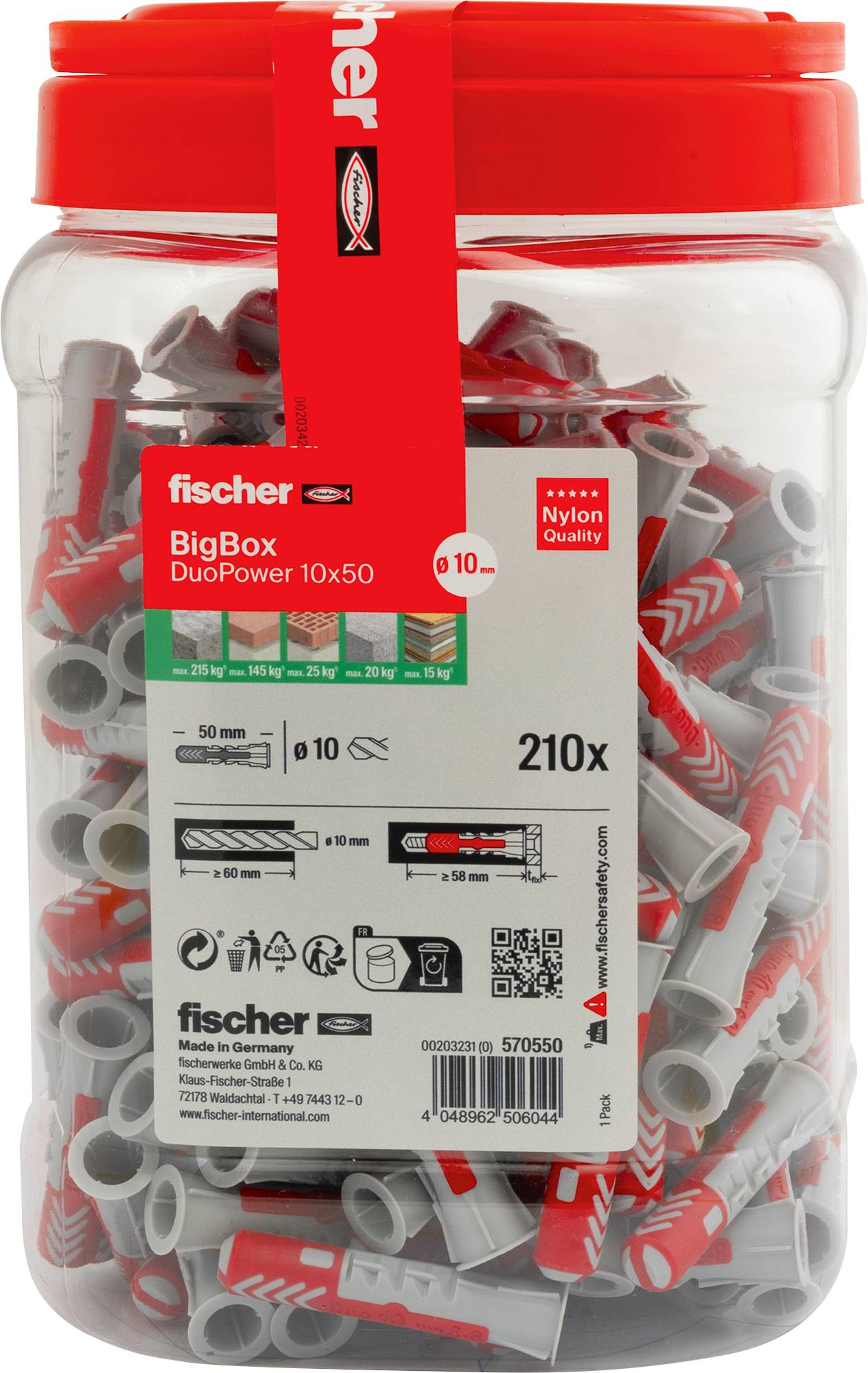 Fischer 570550 DuoPower Zestaw kołków 50 mm 10 mm 210 szt.-5