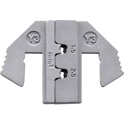 Kawałek metalu z wytłoczeniem Y3, przedstawiający różne przekroje przewodów: 1,5 mm² i 2,5 mm².