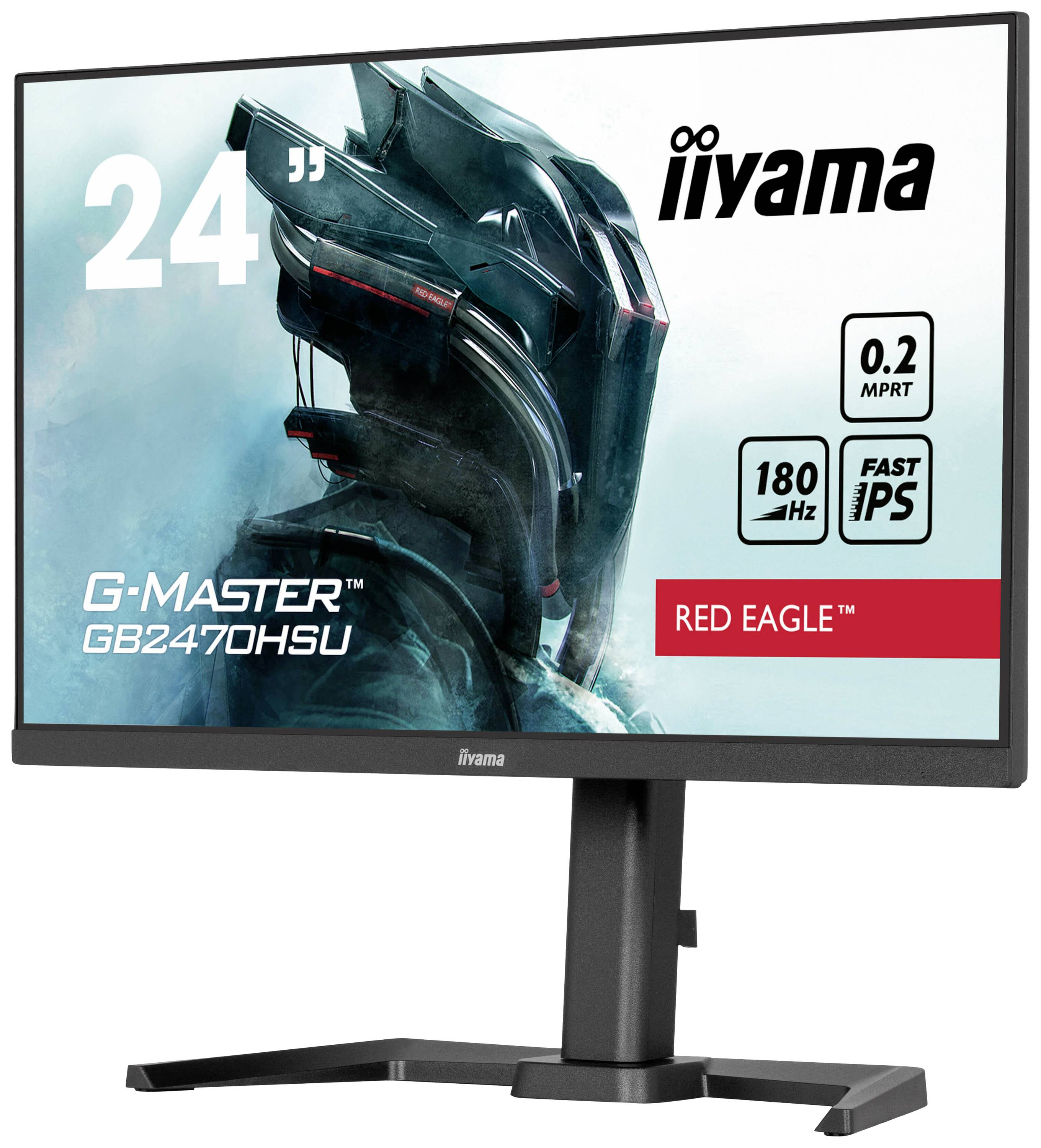Monitor gamingowy iiyama G-Master GB2470HSU Red Eagle, 24 cale, czas reakcji 0,2 ms, częstotliwość odświeżania 180 Hz, szybki ekran IPS.