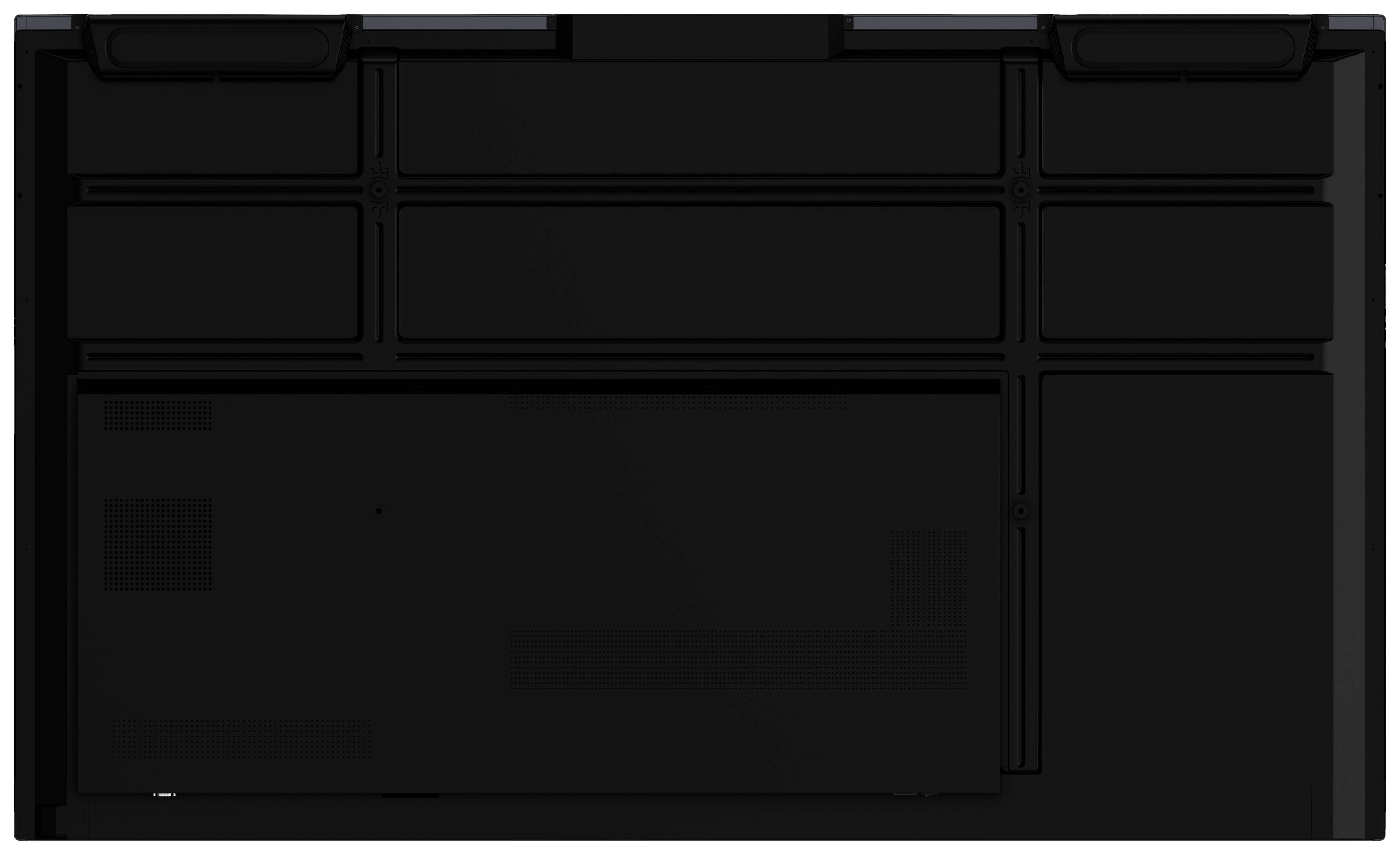 Czarny prostokątny obiekt z wieloma liniami pionowymi i poziomymi na powierzchni.