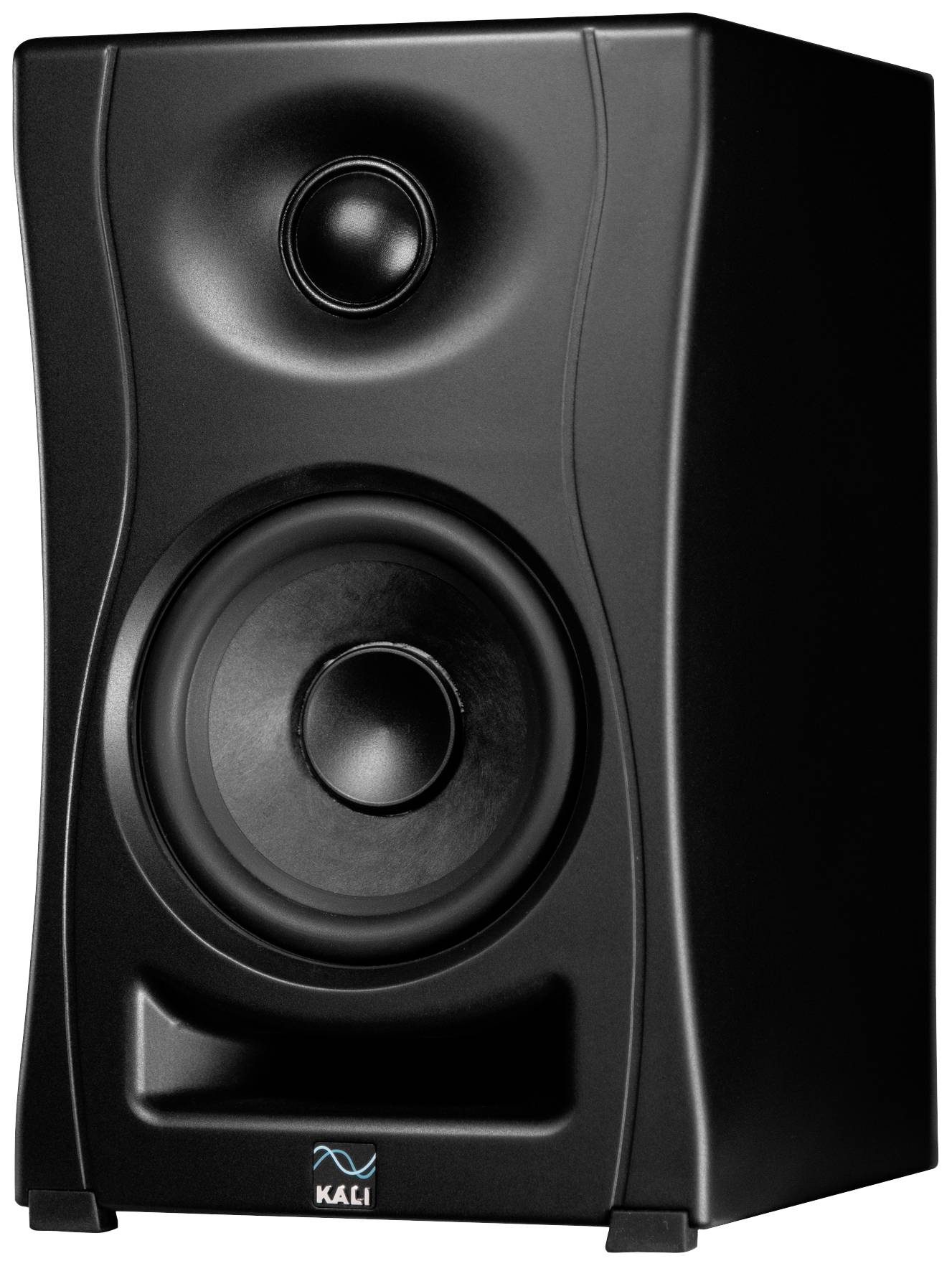 Czarny głośnik z dwoma widocznymi przetwornika: większym na dole i mniejszym na górze.