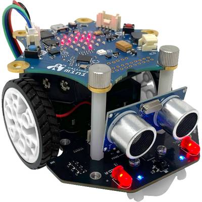 Mały mobilny robot z czujnikami i kółkami. Posiada płytkę mikrokontrolerowę, idealną do nauki robotyki.