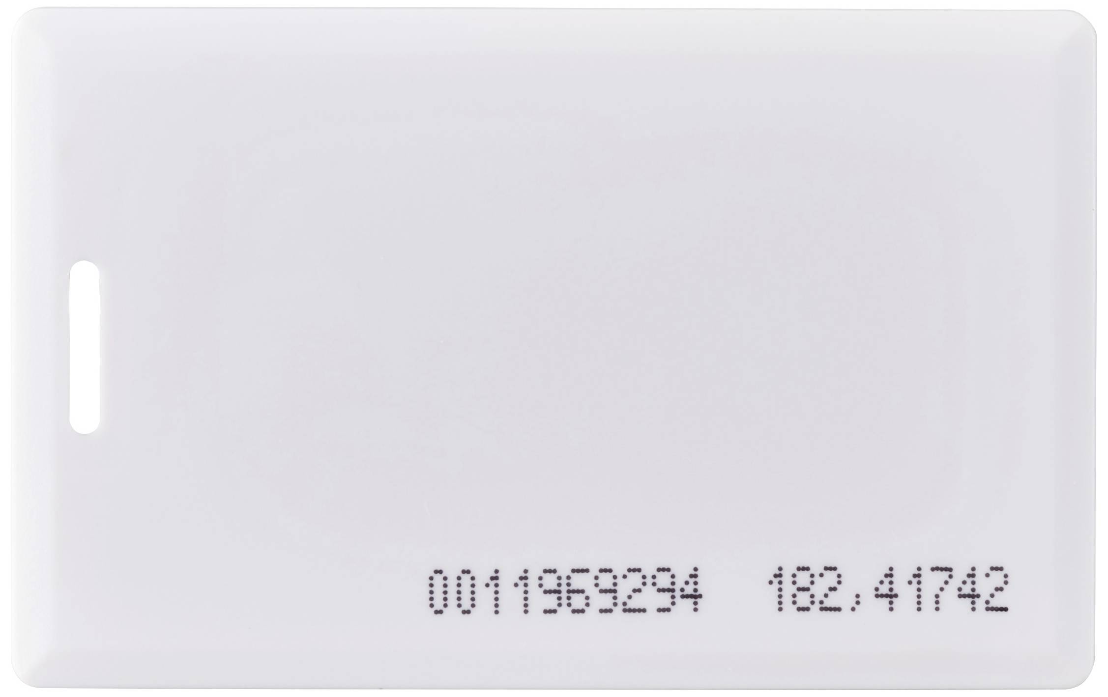 Biała karta identyfikacyjna z wydrukowanymi numerami '0011959294' oraz '182.41742'.