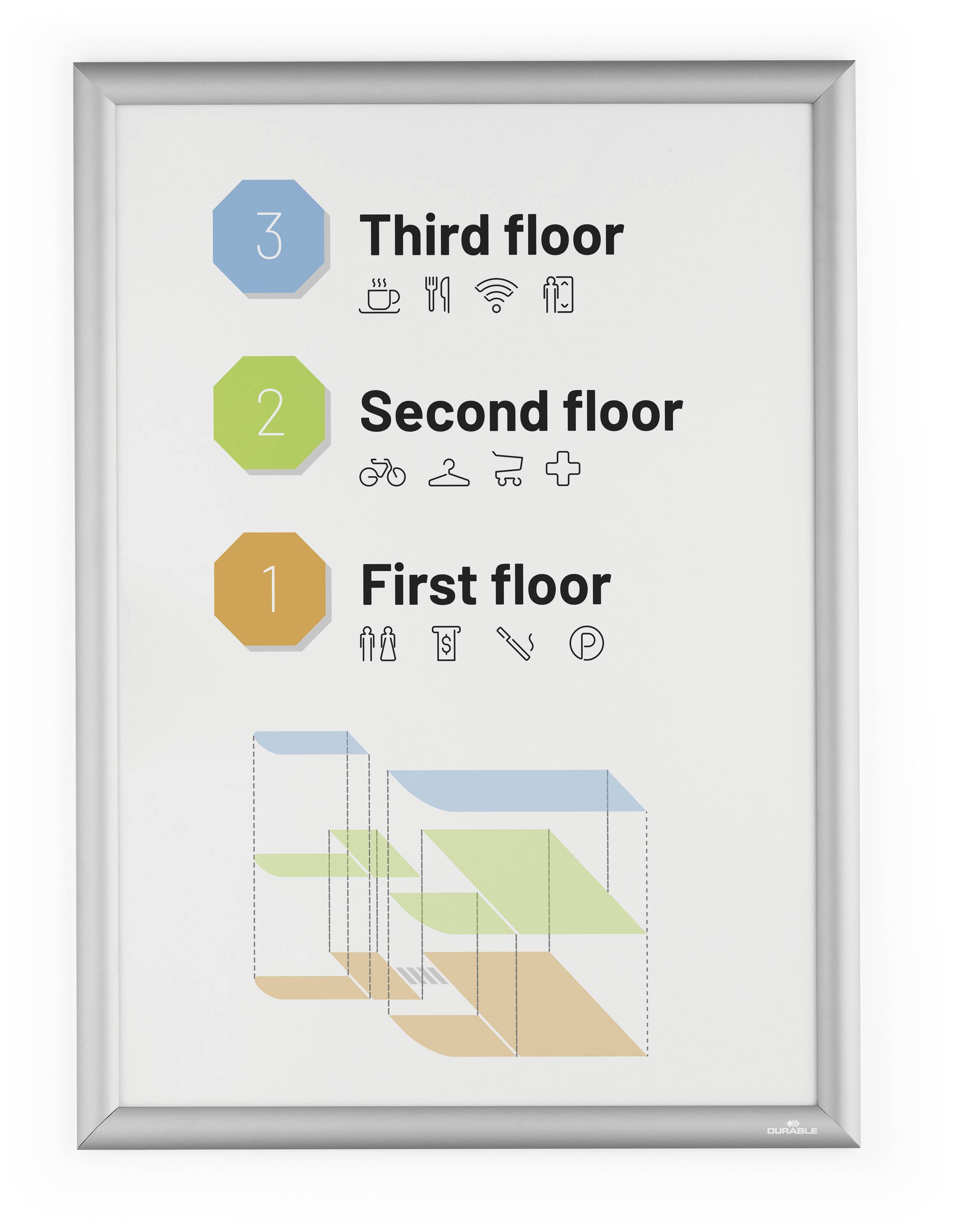Складана рамка Durable 500823 Срібна 1 x DIN A2 1 шт. (Ш x В x Г) 480 x 650 x 12 мм