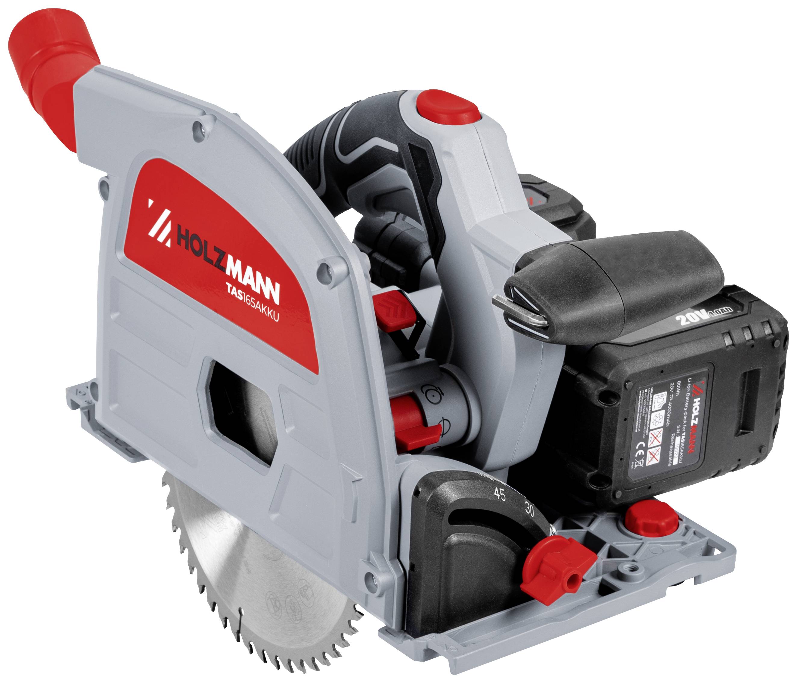 Holzmann Maschinen TAS165AKKU Акумуляторна занурювальна пилка 20 V Максимальна глибина різання (90°) 59 мм