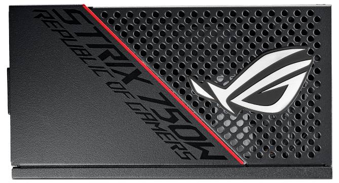 Karta graficzna 'ASUS ROG Strix' z charakterystycznym logo i wzorem siatki na czarnej obudowie.