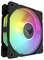 Wentylator komputerowy z kolorowymi, świecącymi diodami RGB w czarnej obudowie.