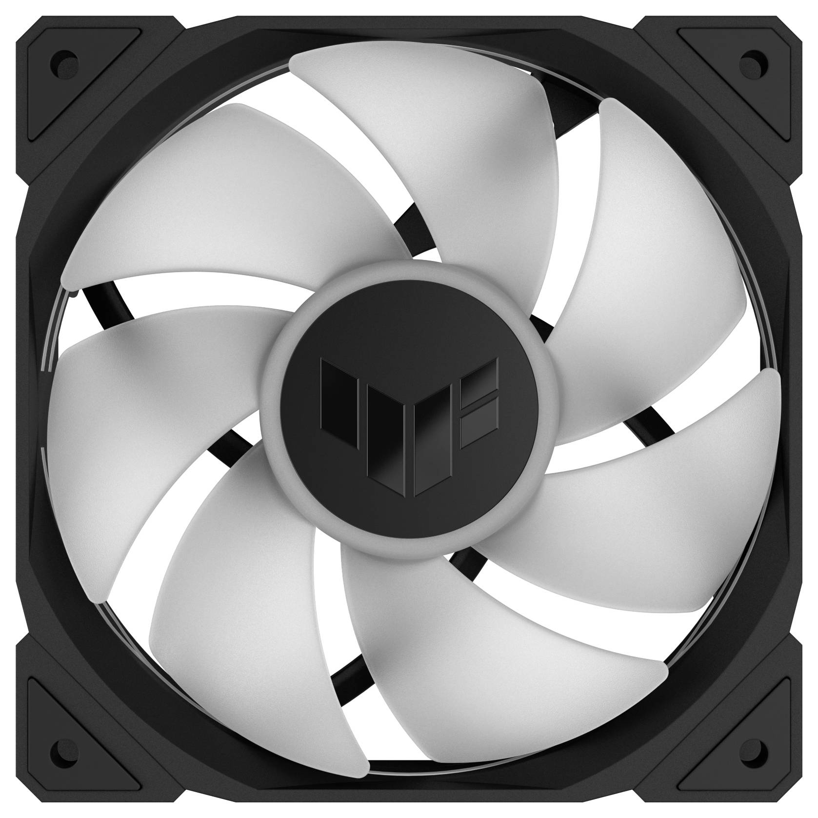 Czarno-biały wentylator komputerowy z dziewięcioma łopatkami i kwadratową strukturą ramki, przeznaczony do montażu w obudowach komputerowych.