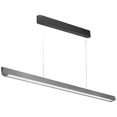 Nowoczesna, wisząca lampa LED w kształcie prostokąta z czarnymi akcentami. Idealna do biur lub przestrzeni mieszkalnych.