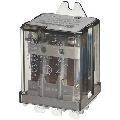Elektromagnetyczne przekaźniki, obudowa transparentna, z widocznymi stykami i cewkami, przeznaczone dla obciążenia 15A przy 277V AC, certyfikowane przez UL.