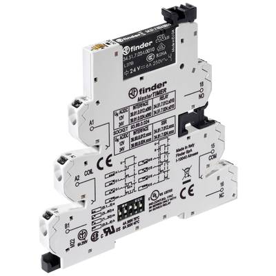 Elektroniczny przekaźnik czasowy Finder, model 'MasterTIMER', z technicznymi specyfikacjami i złączami na przedniej stronie.
