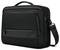 Czarna teczka biznesowa z uchwytem i paskiem na ramię, odpowiednia dla laptopów. Posiada przednie zapinane na zamek kieszonki na akcesoria.