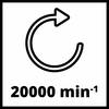 Podwójna strzałka skierowana w prawo z napisem '20000 min⁻¹' u dołu.