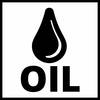 Piktogram sylwetki kropli oleju nad słowem „OIL