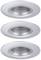 Potrójne srebrne reflektory sufitowe o okrągłym kształcie, idealne do nowoczesnych wnętrz.