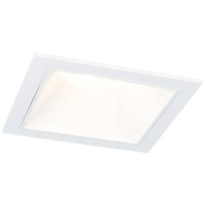 Kwadratowa lampa sufitowa z białą ramą, świecąca ciepłym odcieniem. Idealna do nowoczesnych wnętrz.