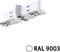 Biały elektryczny złącznik z metalowymi elementami. Poniżej umieszczono napis 'RAL 9003', co oznacza kod kolorystyczny dla bieli.
