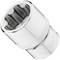 Chromowany nasadowy klucz nasadzany o sześciokątnym gnieździe wewnętrznym, przeznaczony do odkręcania nakrętek śrub.