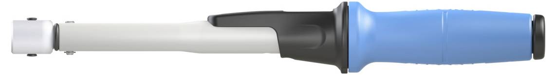 Niebieskie i białe narzędzie ręczne z czarnym uchwytem, prawdopodobnie z dyszą lub dźwignią, przeznaczone do celów operacyjnych.