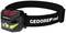 Czarna czołówka z regulowanym paskiem, lampką LED z przodu oraz logo 'GEDORE red' po boku paska.