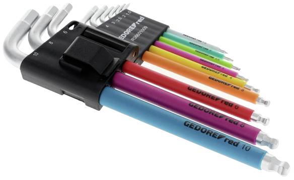 Набір шестигранних Г-подібних ключів Gedore R36601009 1,5 мм, 2,0 мм, 2,5 мм, 3,0 мм, 4,0 мм, 5 мм, 6,0 мм, 8,0 мм, 10 мм