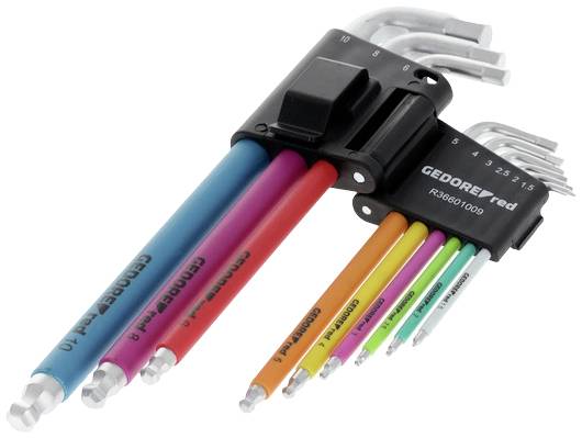 Набір шестигранних Г-подібних ключів Gedore R36601009 1,5 мм, 2,0 мм, 2,5 мм, 3,0 мм, 4,0 мм, 5 мм, 6,0 мм, 8,0 мм, 10 мм