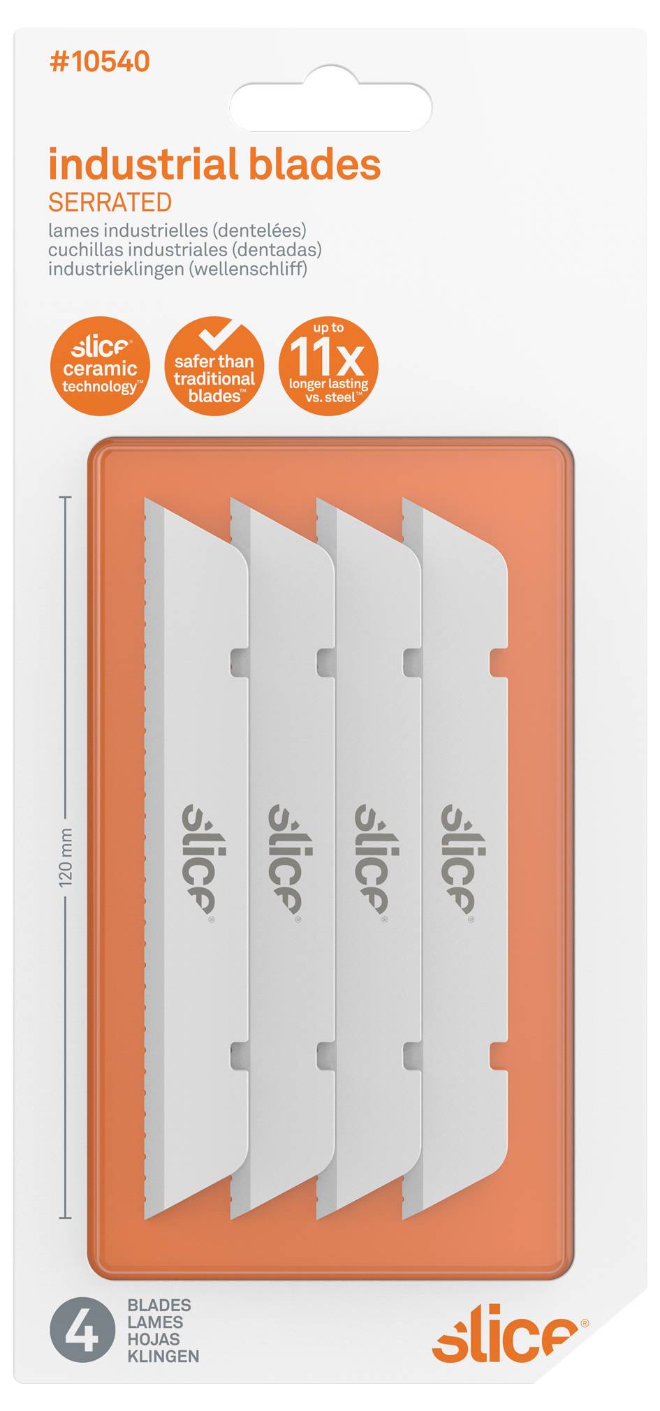 Керамічні. Змінні леза для промислових ножів для скибочок, зубчасті (набір з 4 шт.) Slice 10540 4 шт.