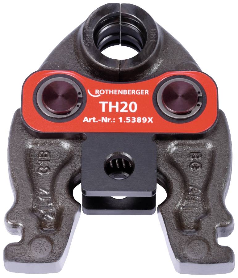 Szczypce prasujące marki Rothenberger z napisem 'TH20 Art.-Nr.: 1.5389X', odpowiednie do wykonywania połączeń zaprasowanych rur.